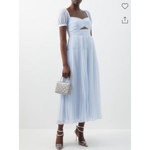 Self Portrait sweetheart neck pleated chiffon midi dress